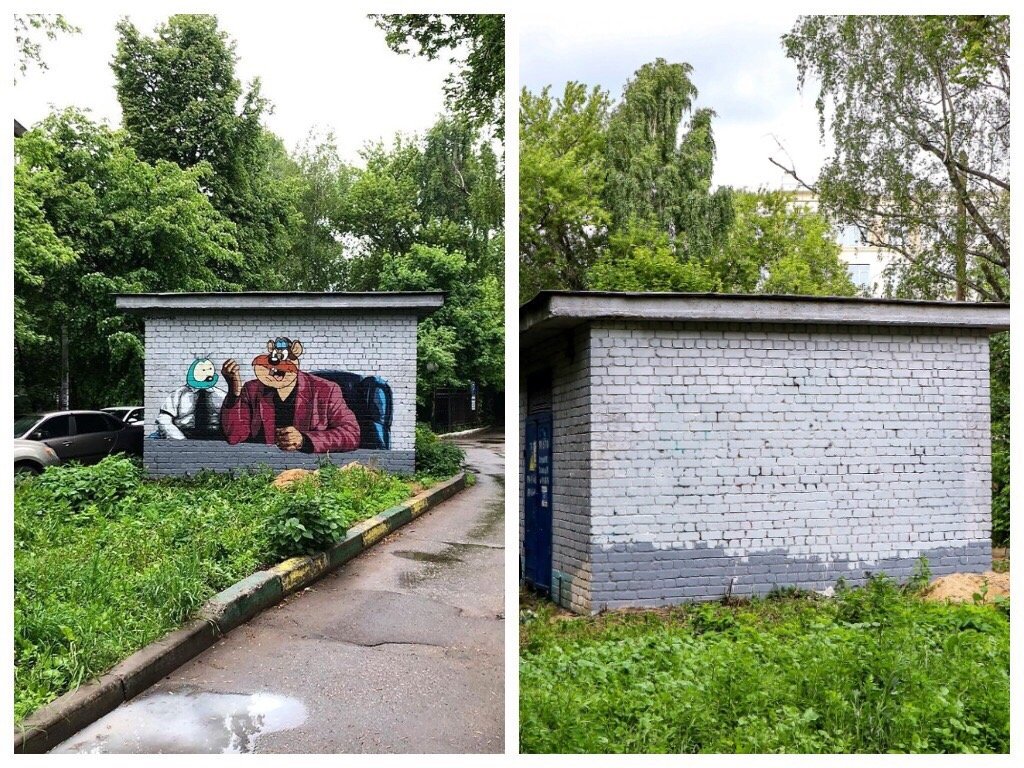 Автор граффити с Рокфором и Вжиком назвал лицемерием уничтожение его работы - фото 1