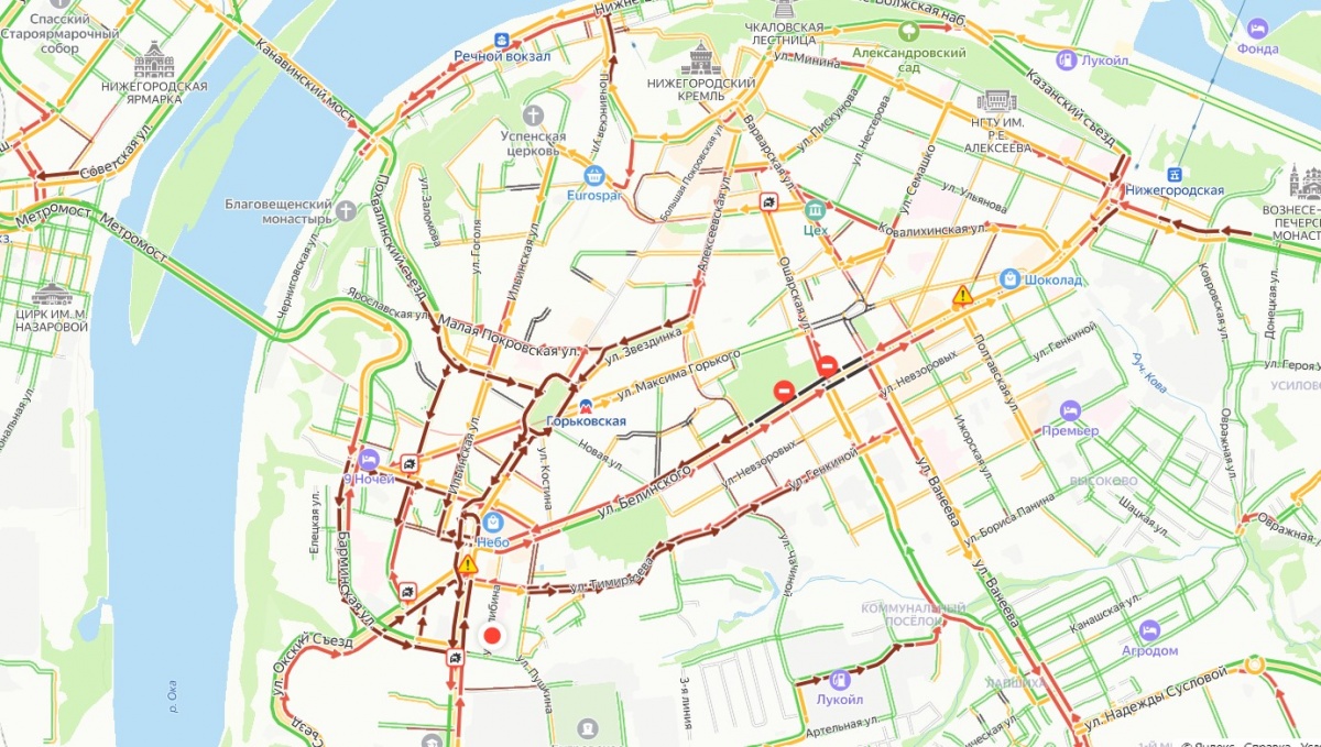 Пробки в 8 баллов образовались в Нижнем Новгороде вечером 17 сентября - фото 1