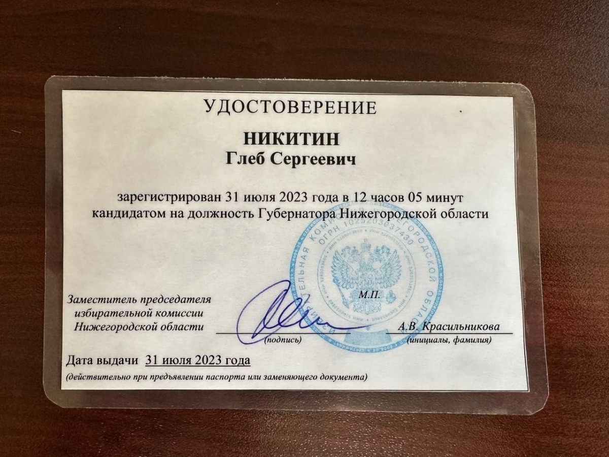 Глеб Никитин зарегистрирован кандидатом в губернаторы Нижегородской области - фото 1