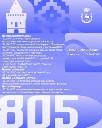 День города &mdash; 2026 в Нижнем Новгороде: программа празднования и карата перекрытий - фото 3